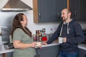 B&DWM - SGB-9400 - Natalie and Gary enjoying their David Wilson Homes in Market Drayton