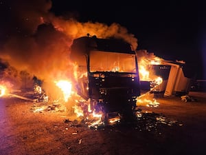 Six fire crews were sent to the large fire at a unit on the Rednal Industrial Estate. Picture: Ellesmere Fire Station/SRFS.