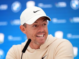 Rory McIlroy smiles during a press conference