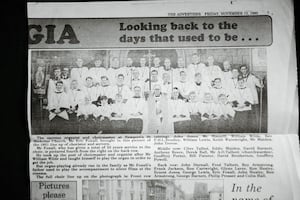 A cutting from the Newport Advertiser in 1992, with Geoff in the middle