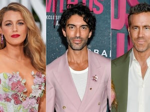 Composite of Blake Lively, Justin Baldoni, and Ryan Reynolds