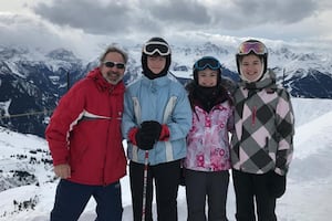 David with children Guy, Mary and Paige on a Skiing holiday