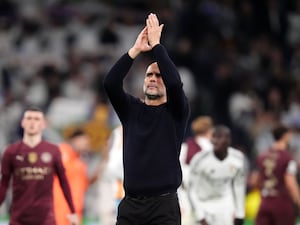 Manchester City manager Pep Guardiola applauds the fans the defeat to Real Madrid