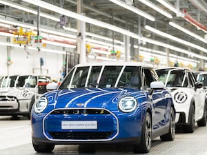 The Mini Cooper Electric on the production line at the BMW Mini plant at Cowley in Oxford