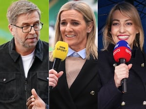 Composite image of Mark Chapman, Gabby Logan and Kelly Cates