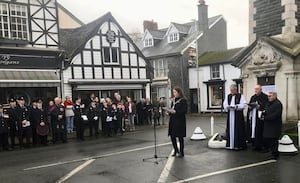 Rhayader Mayor Councillor Clare Evans speaks at the service