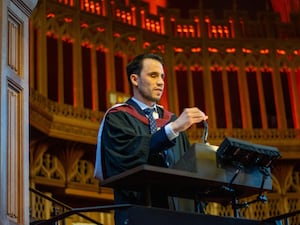 Maher Fattouh speaks to the crowd at his graduation (University of Bristol/PA)