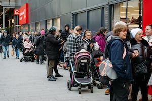 The queue outside the megastore