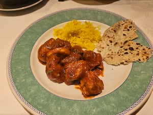 Chicken phall with rice and chapati at The Himalaya Tandoori in Bridgnorth