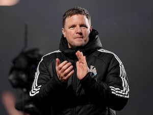 Eddie Howe applauds the Newcastle fans