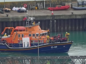 The Dover Lifeboat brings people into port following a small boats incident in the Channel