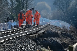 Engineers have been assessing the impact of the landslip. Picture: Steve Leath