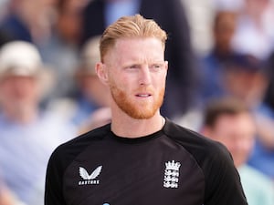 England captain Ben Stokes looks on