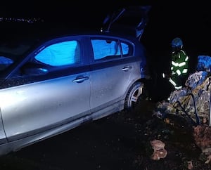 The other vehicle involved in the crash on the B5069. Picture: Ellesmere Fire Station