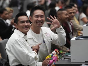 A couple from the LGBT+ community wait to sign their marriage certificates as the Marriage Equality Act takes effect in Bangkok, Thailand