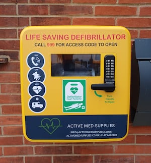 Installation of a defibrillator in the Headbrook area of Kington is in progress.