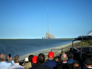 US president-elect Donald Trump watches the launch of the sixth test flight of the SpaceX Starship rocket