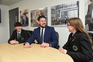 Ercall Wood principal Nick Murphy with pupils.