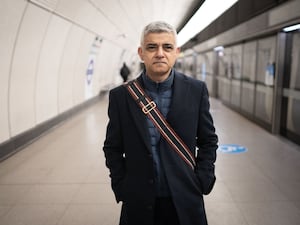 London Mayor Sir Sadiq Khan at Tottenham Court Road Elizabeth Line station