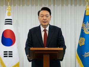 Yoon Suk Yeol speaks at the presidential residence in Seoul