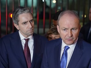 Headshots of Simon Harris and Micheal Martin