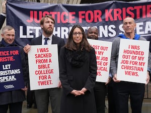 Christian school worker Kristie Higgs outside the Royal Courts Of Justice in London for her appeal hearing last October (Lucy North/PA)