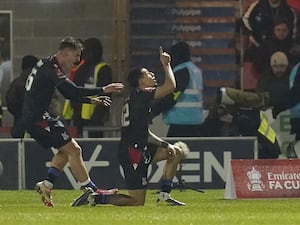 Crystal Palace’s Daniel Munoz (right) celebrates opening the scoring