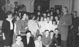 The opening of Friary Hall Youth Club in Ludlow in 1964, with Ludlow MP Jasper More, later Sir Jasper More, on the right with glasses. John Clegg's mother, Alfreda Sciville, is the lady standing directly to the right of him. At the back, fourth from left, is Bill Jeffs, the town mace bearer whose role as senior guarantor was crucial in getting the club off the ground. 