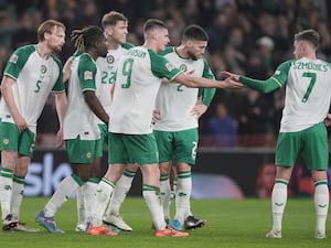 Evan Ferguson (centre left) celebrates the winner