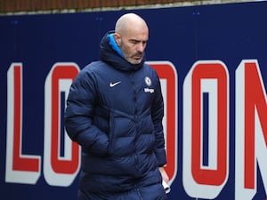 Enzo Maresca in front of a sign reading London