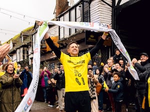 James Cooper after completing his challenge to run a marathon every day of 2024 (Cameron Petitt and Harry Manser)