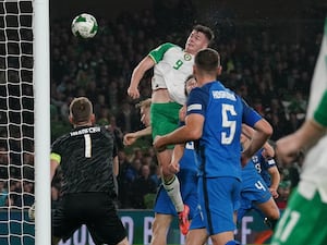 Republic of Ireland striker Evan Ferguson (centre right) scores the only goal in a 1-0 Nations League win over Finland