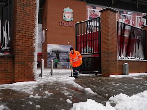 View of Anfield in the snow