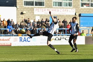 Matty Stenson's brace took him to 23 goals in a season for AFC Telford United - the most in the club's AFC era (Picture: Kieren Griffin Photography)