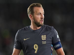 Harry Kane in action against Finland