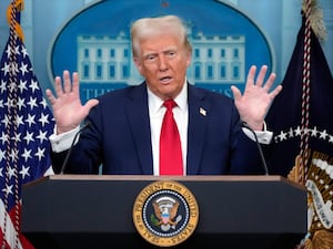 President Donald Trump speaks in the James Brady Press Briefing Room (Alex Brandon/AP)