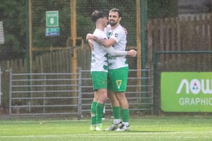 The New Saints' Jordan Williams celebrates putting his side 2-1 up against Connah's Quay Nomads (Pic by Nik Mesney/FAW)