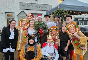 Some of the cast of RATS in the Hansel & Gretel pantomime in Ruyton Xl Towns