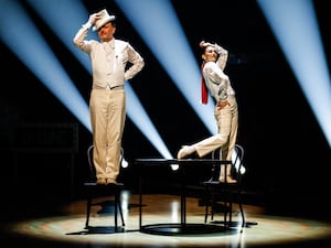 Chris McCausland with Dianne Buswell on stage