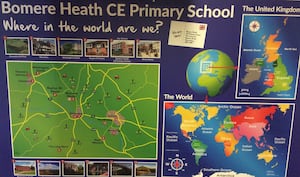 The new geographical map at Bomere Heath Primary School. 