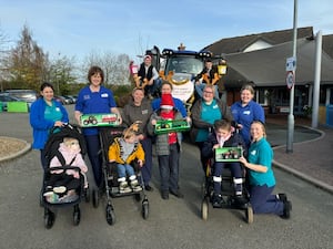 Josh and Tom with some children from Hope House Hospice