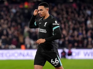 Trent Alexander-Arnold celebrates scoring for Liverpool