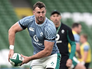 Ireland’s Caelan Doris during the team run at the Aviva Stadium