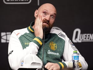 Tyson Fury at a press conference after his second loss to Oleksandr Usyk