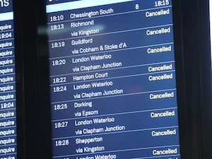 The train departures board at Wimbledon