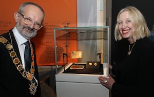 Shrewsbury Mayor David Vasmer visited the Sun and Fire, Life and Death at the Dawn of History exhibition at Shrewsbury Museum and Art Gallery. Picture by Phil Blagg Photography.