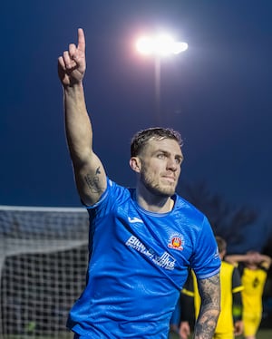 Jack Edwards celebrates his winning goal (picture by Jim Wall)