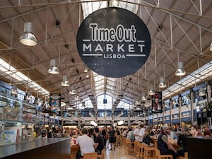 Time Out Market is a food hall and major tourist attraction located in Mercado da Ribeira at Cais do Sodre in Lisbon, Portugal