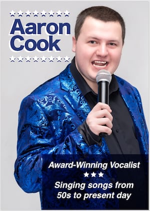 Aaron Cook will be performing at the Royal British Legion in Llandrindod Wells