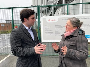 Councillor Alex Wagner with local resident Kate Fejfer at the Battlefield HRC